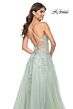La Femme 32438 Lace Appliques Plunging Neck Dress