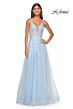 La Femme 32438 Lace Appliques Plunging Neck Dress
