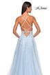 La Femme 32438 Lace Appliques Plunging Neck Dress