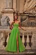 La Femme 32445 Sparkly Corset High Slit Strapless Dress