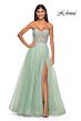 La Femme 32445 Sparkly Corset High Slit Strapless Dress