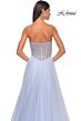 La Femme 32445 Sparkly Corset High Slit Strapless Dress