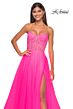 La Femme 32445 Sparkly Corset High Slit Strapless Dress