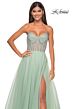 La Femme 32445 Sparkly Corset High Slit Strapless Dress