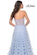 La Femme 32447 Ruffle Skirt Ruched Corset Strapless Dress