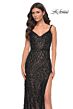La Femme 32450 Bare Back Side Slit Embellished Dress