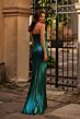 La Femme 32518 Ruched Top Strapless Metallic Dress