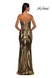 La Femme 32518 Ruched Top Strapless Metallic Dress