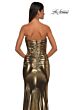 La Femme 32518 Ruched Top Strapless Metallic Dress