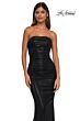 La Femme 32518 Ruched Top Strapless Metallic Dress