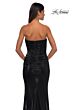 La Femme 32518 Ruched Top Strapless Metallic Dress