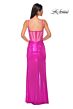 La Femme 32526 Illusion Back Cutaway Slit Metallic Dress