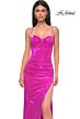 La Femme 32526 Illusion Back Cutaway Slit Metallic Dress