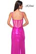 La Femme 32526 Illusion Back Cutaway Slit Metallic Dress