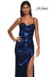 La Femme 32526 Illusion Back Cutaway Slit Metallic Dress