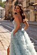 La Femme 32528 Ruffle Skirt Ruched Corset Strapless Dress