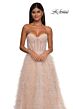 La Femme 32528 Ruffle Skirt Ruched Corset Strapless Dress