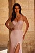 La Femme 32547 Corset Top Lace-Up Embellished Dress
