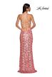 La Femme 32550 High Slit Lace-Up Back Sequin Dress