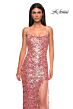 La Femme 32550 High Slit Lace-Up Back Sequin Dress