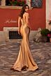 La Femme 32555 Illusion Back Spaghetti Straps Corset Dress