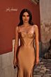 La Femme 32555 Illusion Back Spaghetti Straps Corset Dress