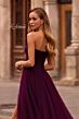 La Femme 32579 Lace Corset High Slit Strapless Dress