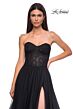 La Femme 32579 Lace Corset High Slit Strapless Dress