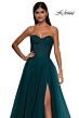 La Femme 32579 Lace Corset High Slit Strapless Dress