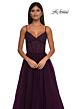 La Femme 32594 High Slit Lace Corset Spaghetti Straps Dress