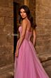 La Femme 32644 Illusion Corset High Slit Pearl Beaded Dress