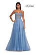 La Femme 32644 Illusion Corset High Slit Pearl Beaded Dress