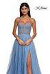 La Femme 32644 Illusion Corset High Slit Pearl Beaded Dress