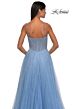 La Femme 32644 Illusion Corset High Slit Pearl Beaded Dress