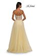 La Femme 32644 Illusion Corset High Slit Pearl Beaded Dress