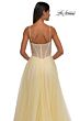 La Femme 32644 Illusion Corset High Slit Pearl Beaded Dress