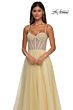 La Femme 32644 Illusion Corset High Slit Pearl Beaded Dress