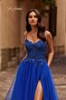La Femme 32646 Lace Corset High Slit Dress