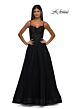 La Femme 32646 Lace Corset High Slit Dress