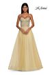 La Femme 32646 Lace Corset High Slit Dress