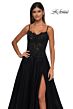 La Femme 32646 Lace Corset High Slit Dress