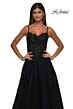 La Femme 32646 Lace Corset High Slit Dress