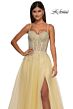 La Femme 32646 Lace Corset High Slit Dress