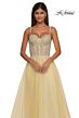 La Femme 32646 Lace Corset High Slit Dress