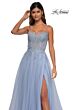 La Femme 32646 Lace Corset High Slit Dress