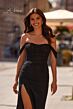 La Femme 32650 Illusion Back Off The Shoulder Glitter Dress