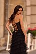 La Femme 32655 Ruffle Skirt Pearl Beaded Corset Dress