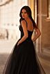 La Femme 32656 Ruched Corset High Slit Dress