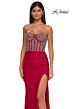 La Femme 32669 Embellished Corset Slit Skirt Strapless Dress