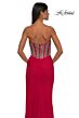 La Femme 32669 Embellished Corset Slit Skirt Strapless Dress